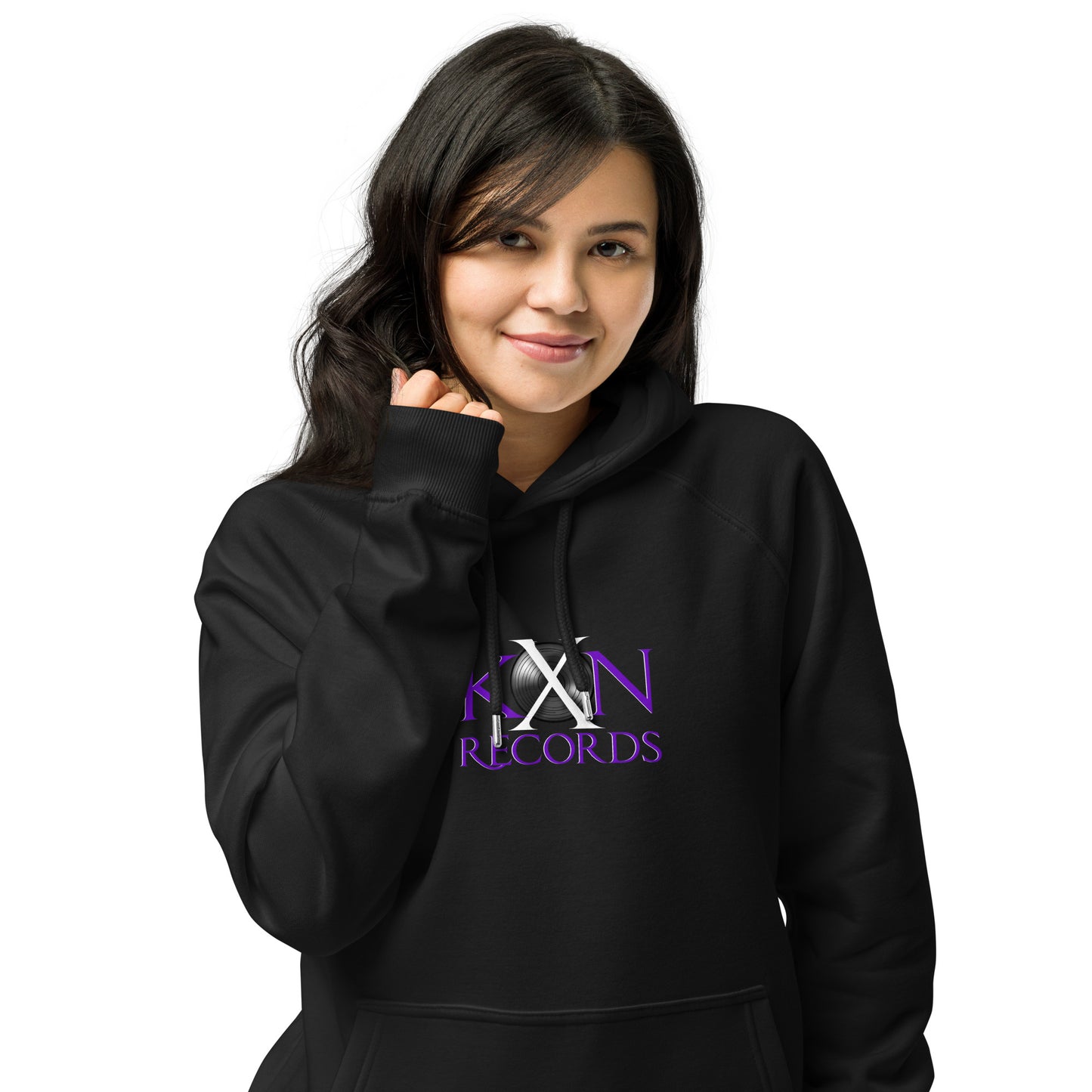 Unisex KXN Records eco raglan hoodie