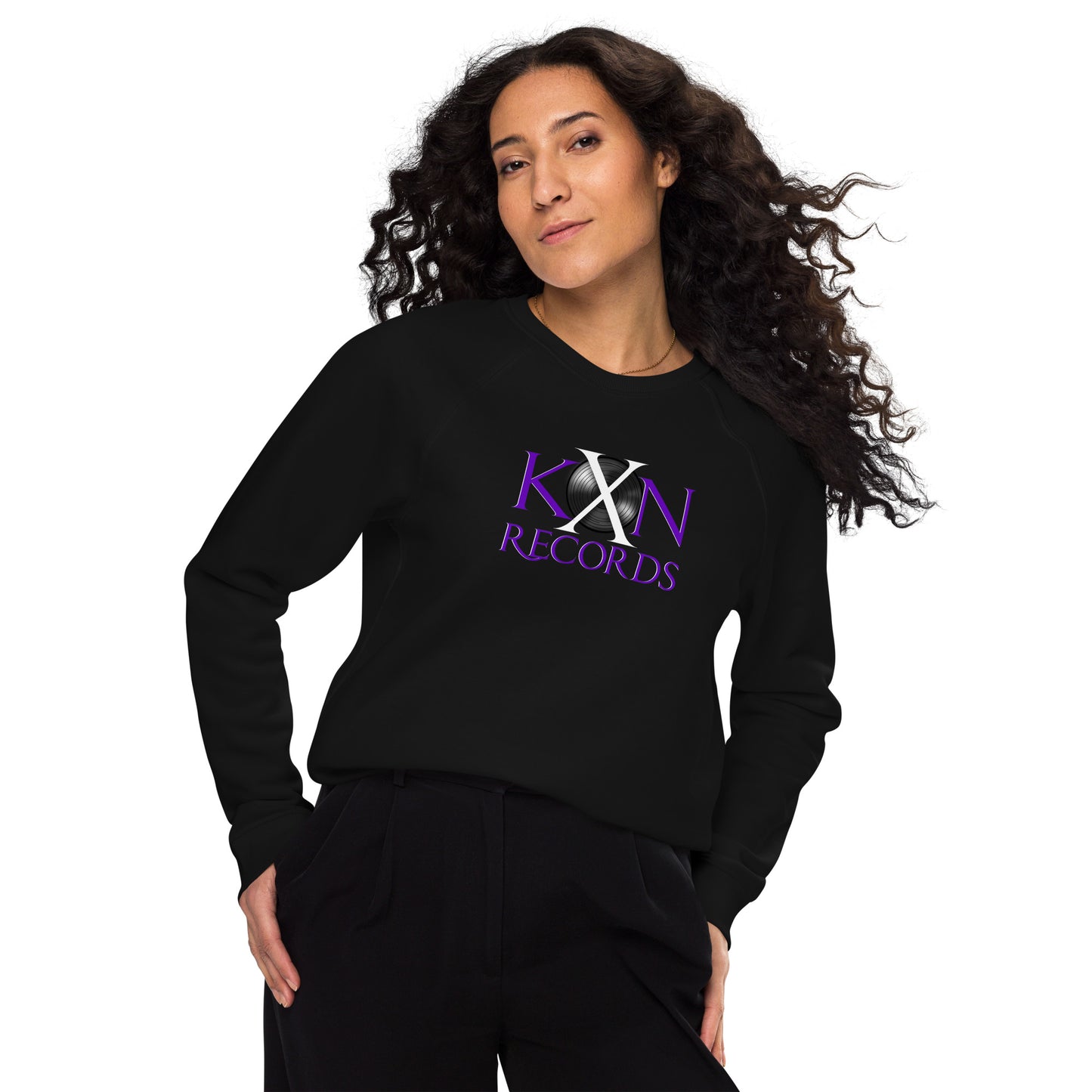 Unisex KXN Records organic raglan sweatshirt